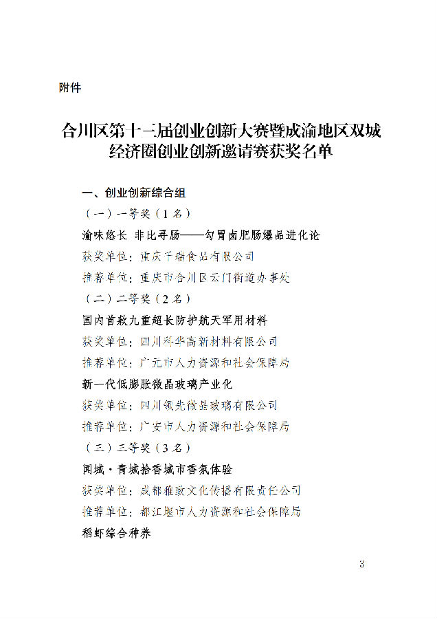 合川府办〔2024〕29号关于合川区第十三届创业创新大赛暨成渝地区双城经济圈创业创新邀请赛获奖情况的通报(3)_02.png